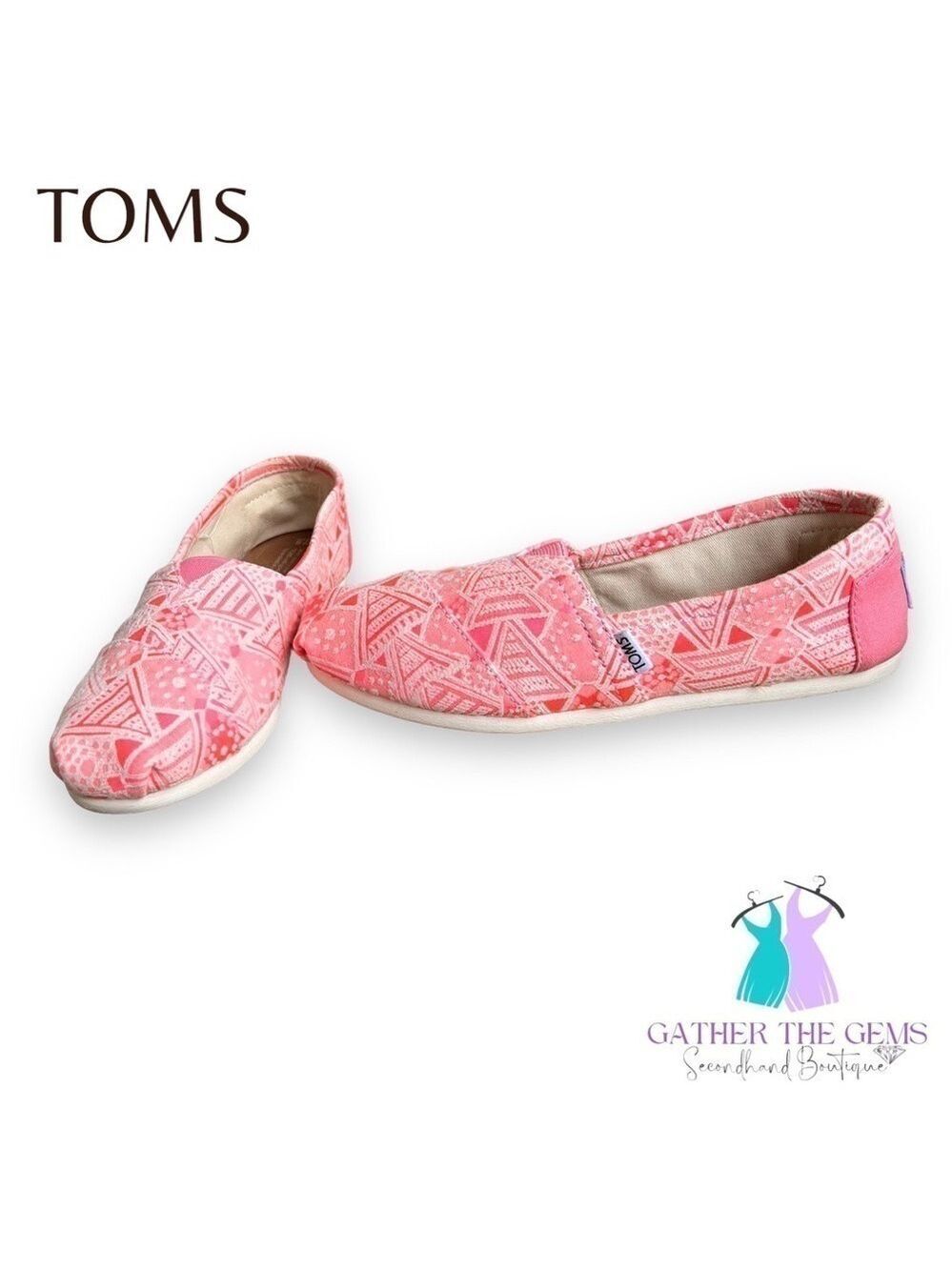 TOMS Womenโs Classic Pink Neon Tribal Alpargatas